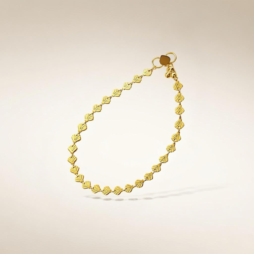 Golden Brass Fan Charm Minimalist Thin Slim Foot Payal Anklet — Boho Jewellery UK | The Colourful Aura