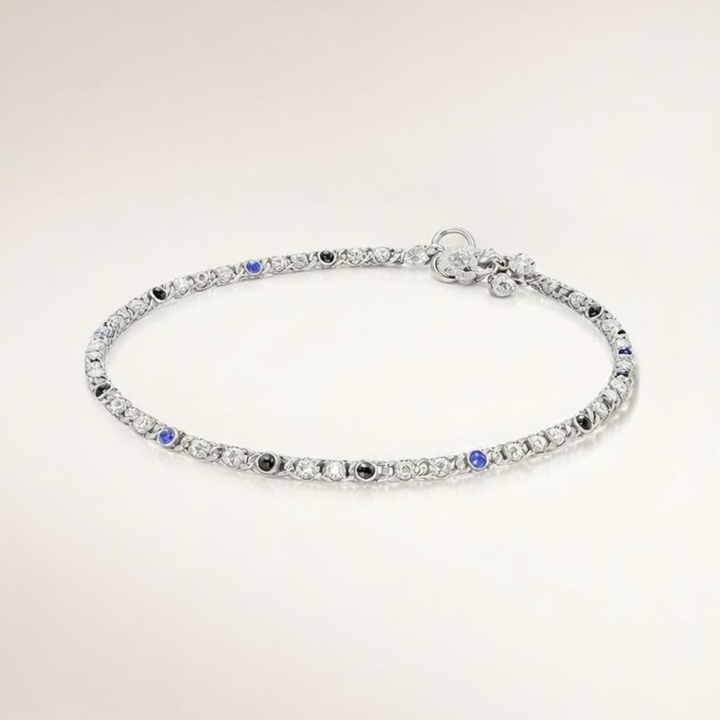 Silver Plated Link Chain Braid Evil Eye Payal Anklet