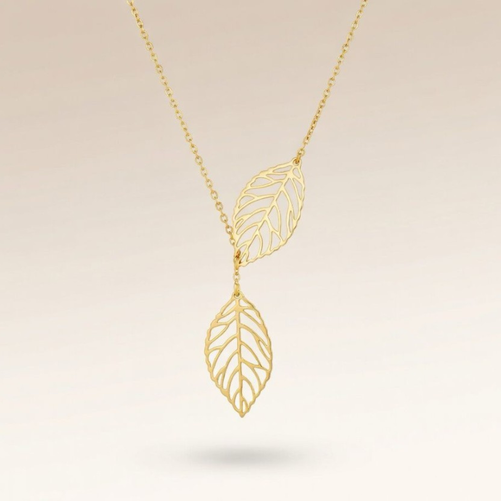 Gold Silver Two Filigree Leaf Y Shape Cross Drop Adjustable Lariat Necklace — Boho Jewellery UK | The Colourful Aura