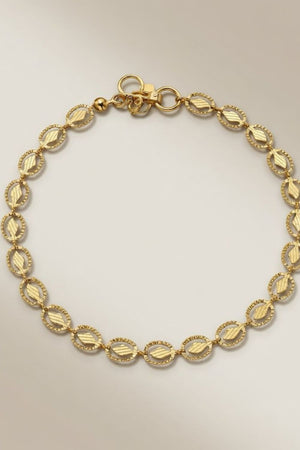 Golden Brass Oval Leaf Minimalist Boho Thin Slim Foot Payal Anklet – The Colourful Aura