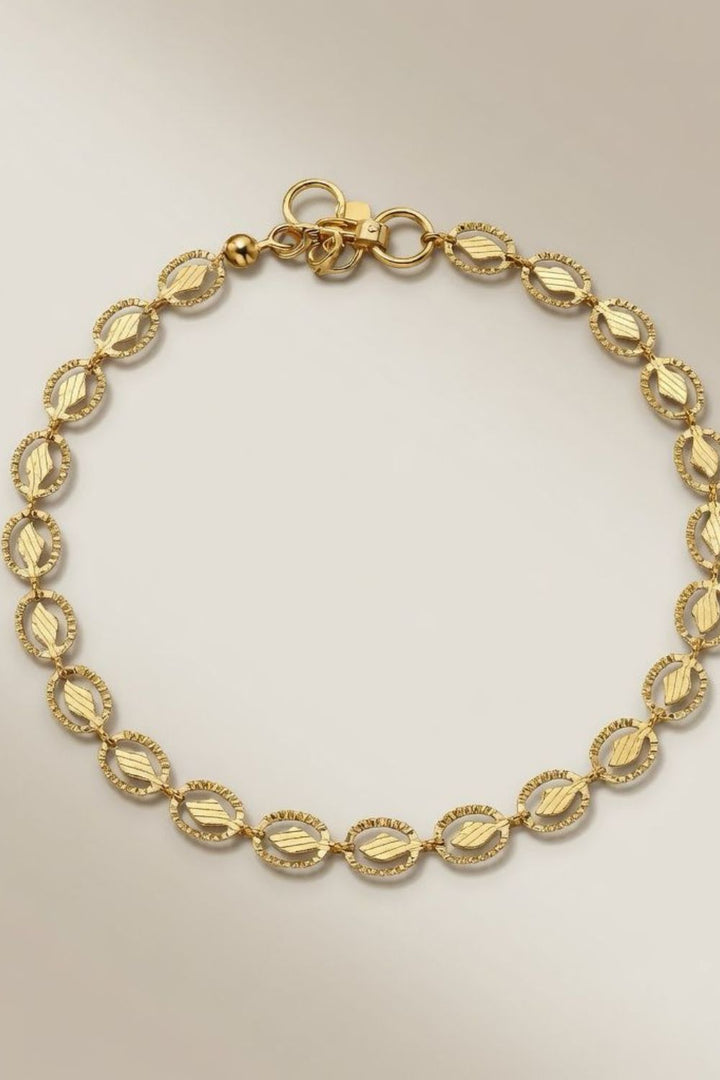 Golden Brass Oval Leaf Minimalist Boho Thin Slim Foot Payal Anklet – The Colourful Aura