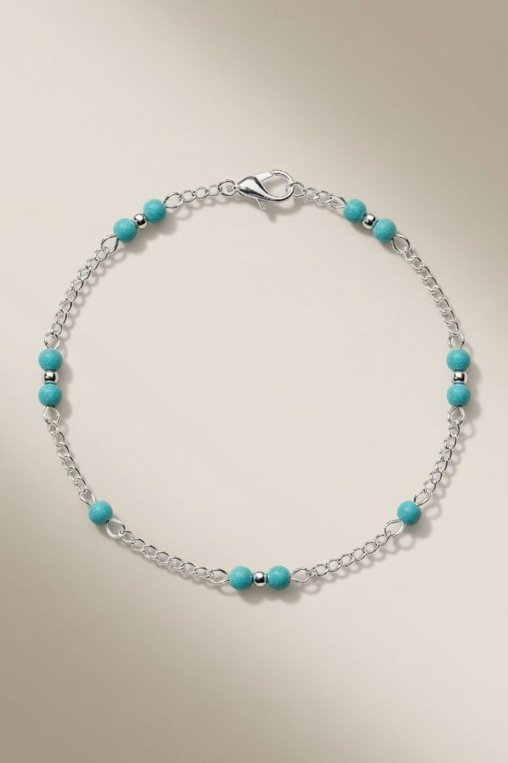 Turquoise Silver Beaded Sea Beach Surf Summer Anklet – The Colourful Aura