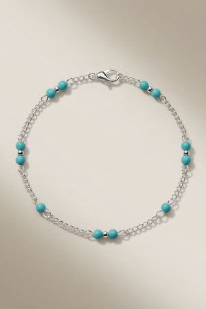 Turquoise Silver Beaded Sea Beach Surf Summer Anklet – The Colourful Aura