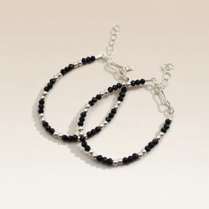 Baby/Kids Nazaria Black Beaded Silver Bracelet/Anklet – The Colourful Aura