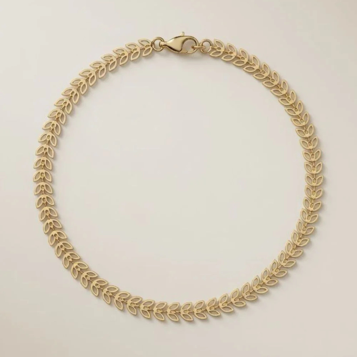 Golden Brass Hollow Leaf Minimalist Boho Thin Slim Foot Payal Anklet – The Colourful Aura