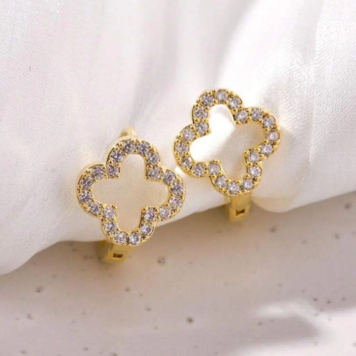 Large Clover Elegant Gold Plated Stud Earrings – The Colourful Aura