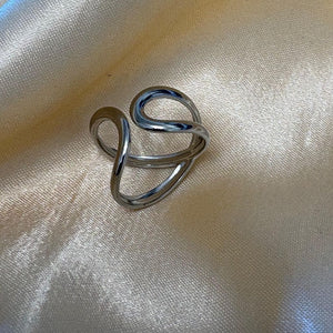 Abstract Infinity Swirl Adjustable Ring Minimalist Gold Open Band – The Colourful Aura