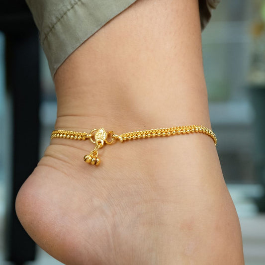 Slim Golden Brass Cuban Braided Chain Minimalist Slim Foot Payal Anklet