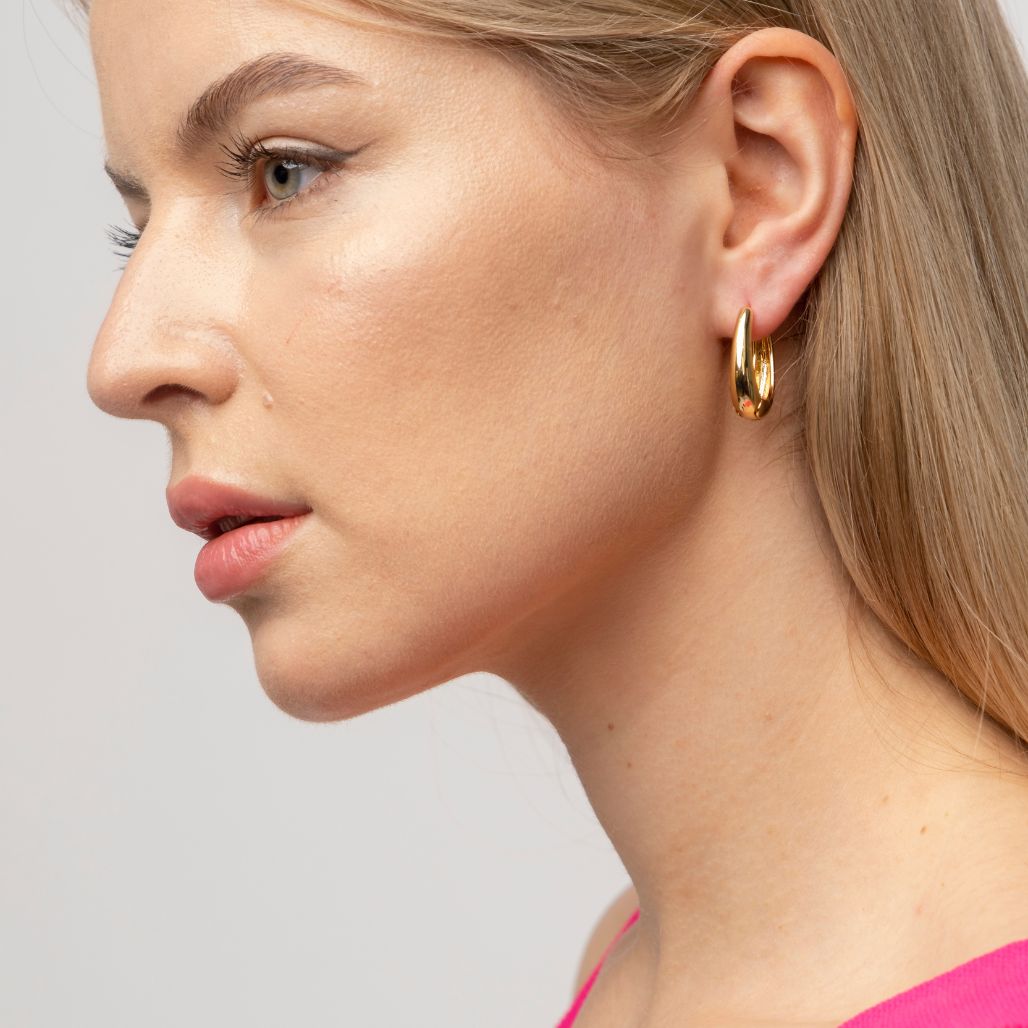 Small gold oval 2024 hoop earrings