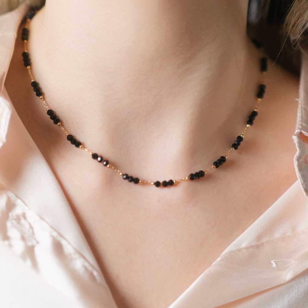 Handmade Black Crystal Beaded Indian Asian Nazar Mangalsutra Choker Necklace — Boho Jewellery UK | The Colourful Aura