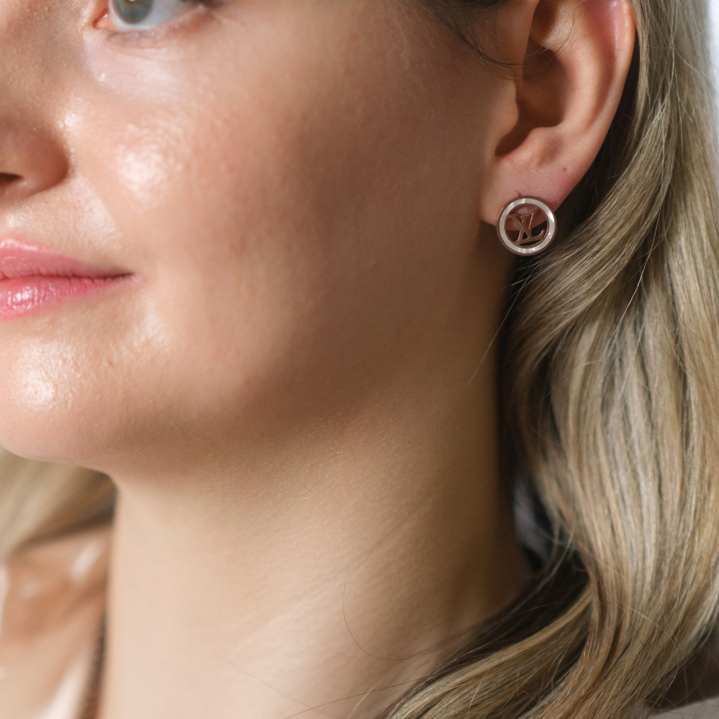 Large Round Elegant Rose Gold Plated Stud Earrings — Boho Jewellery UK | The Colourful Aura