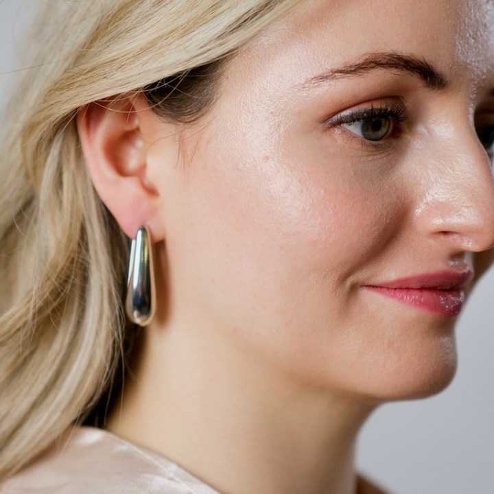 Large Plain U Shape Oval Geometric Minimalist Large Hoop Drop Earring