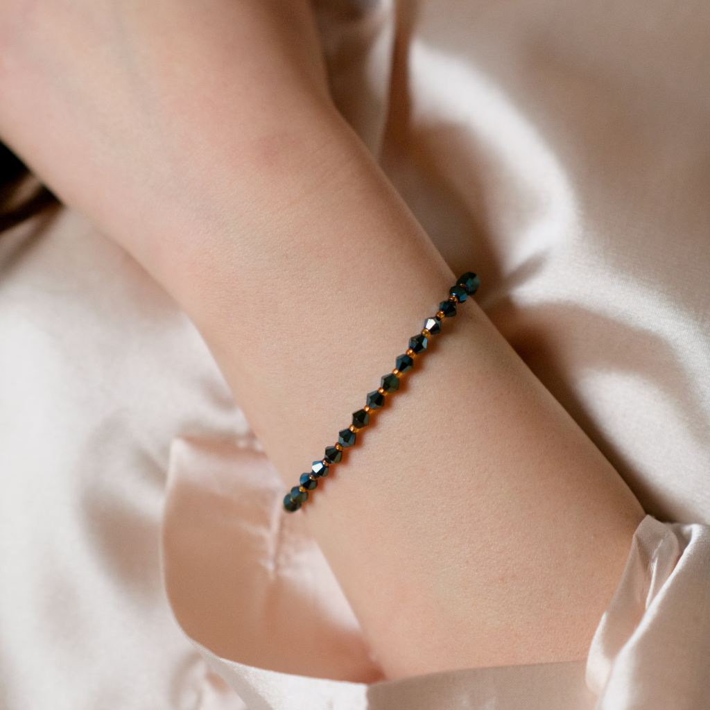 Mutlicolour Gold Crystal Beaded Sparkle minmalist Elegant Bracelet