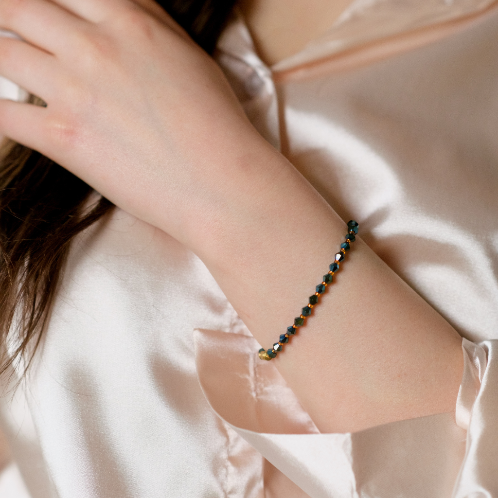 Mutlicolour Gold Crystal Beaded Sparkle minmalist Elegant Bracelet