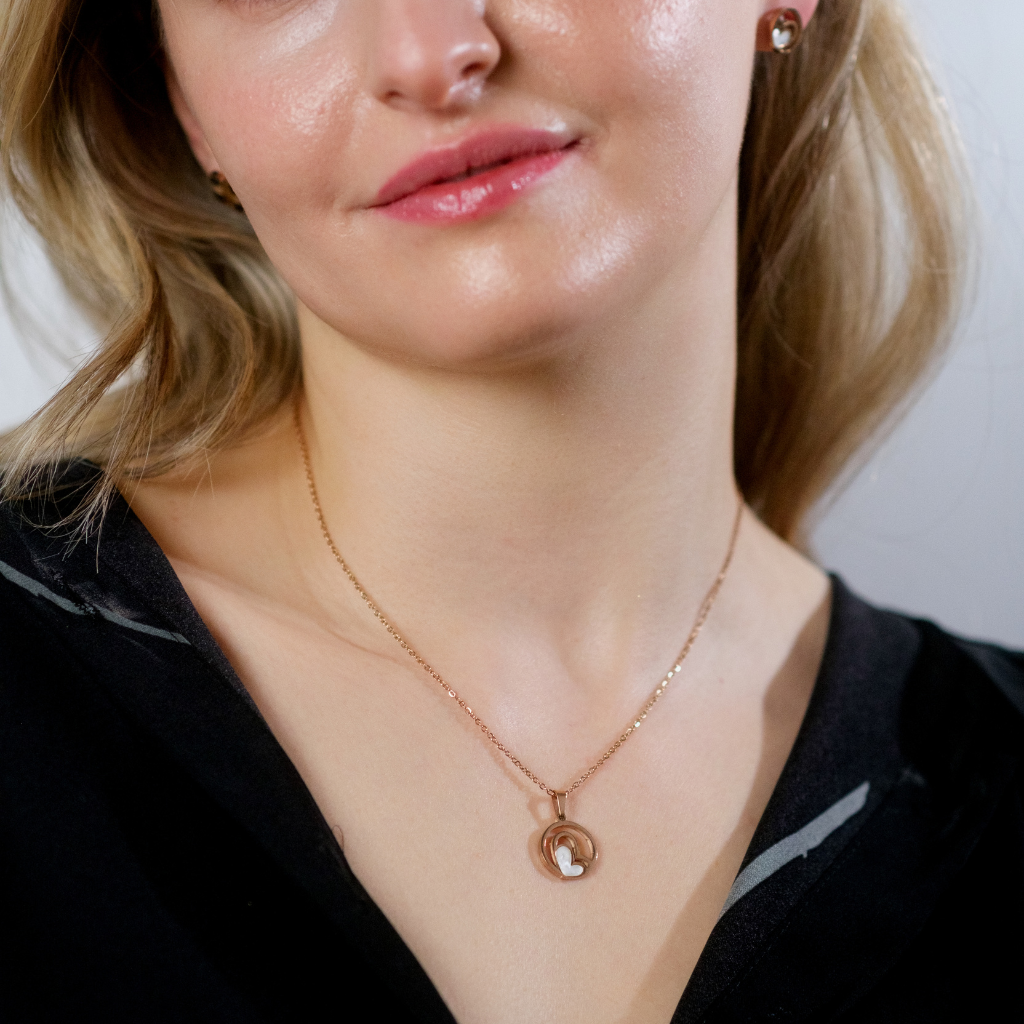 White Enamel Minimalistic Heart Pendant Necklace and Earring Set — Boho Jewellery UK | The Colourful Aura