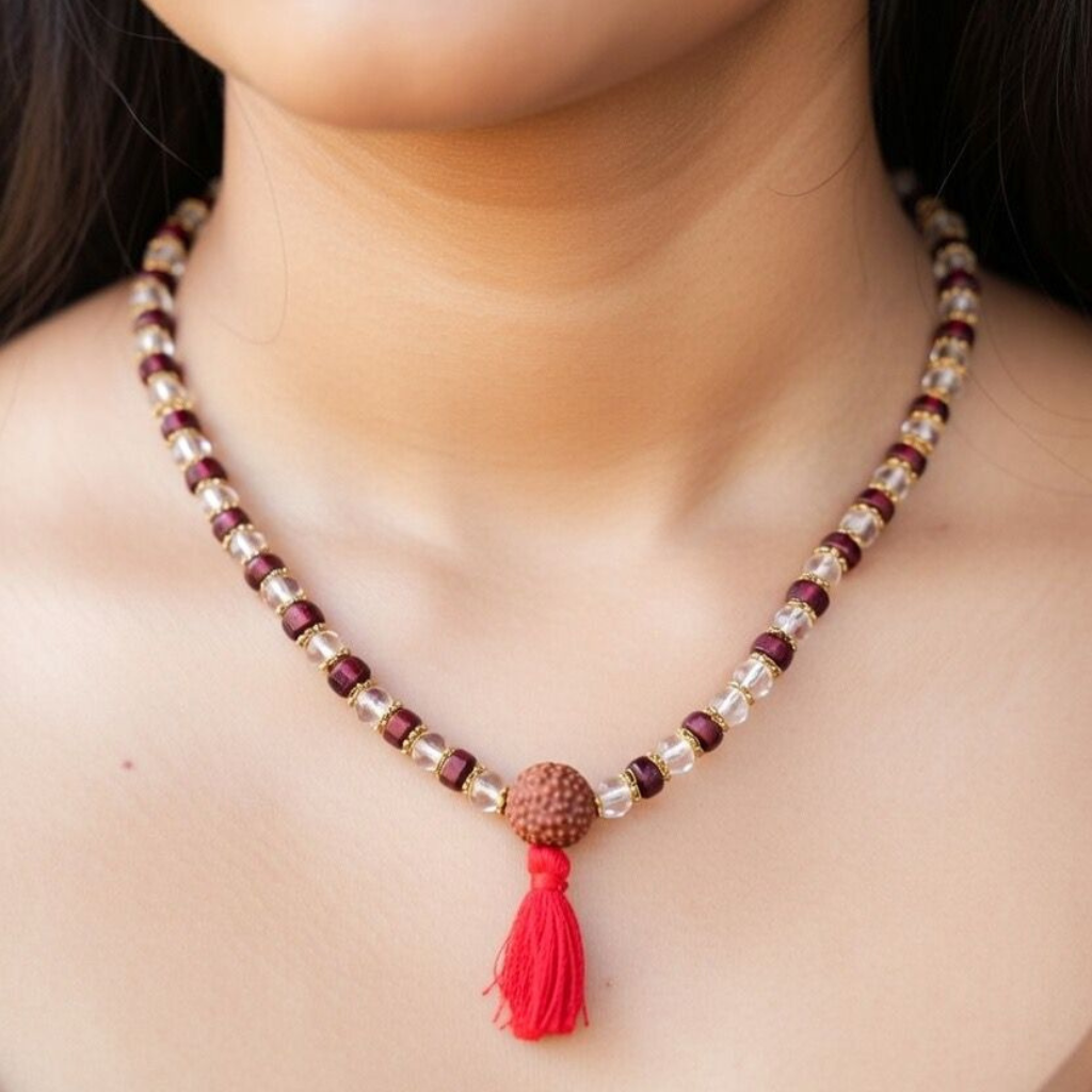 Indian Lord Shiva Rudraksha Beaded Hindu Necklace — Boho Jewellery UK | The Colourful Aura