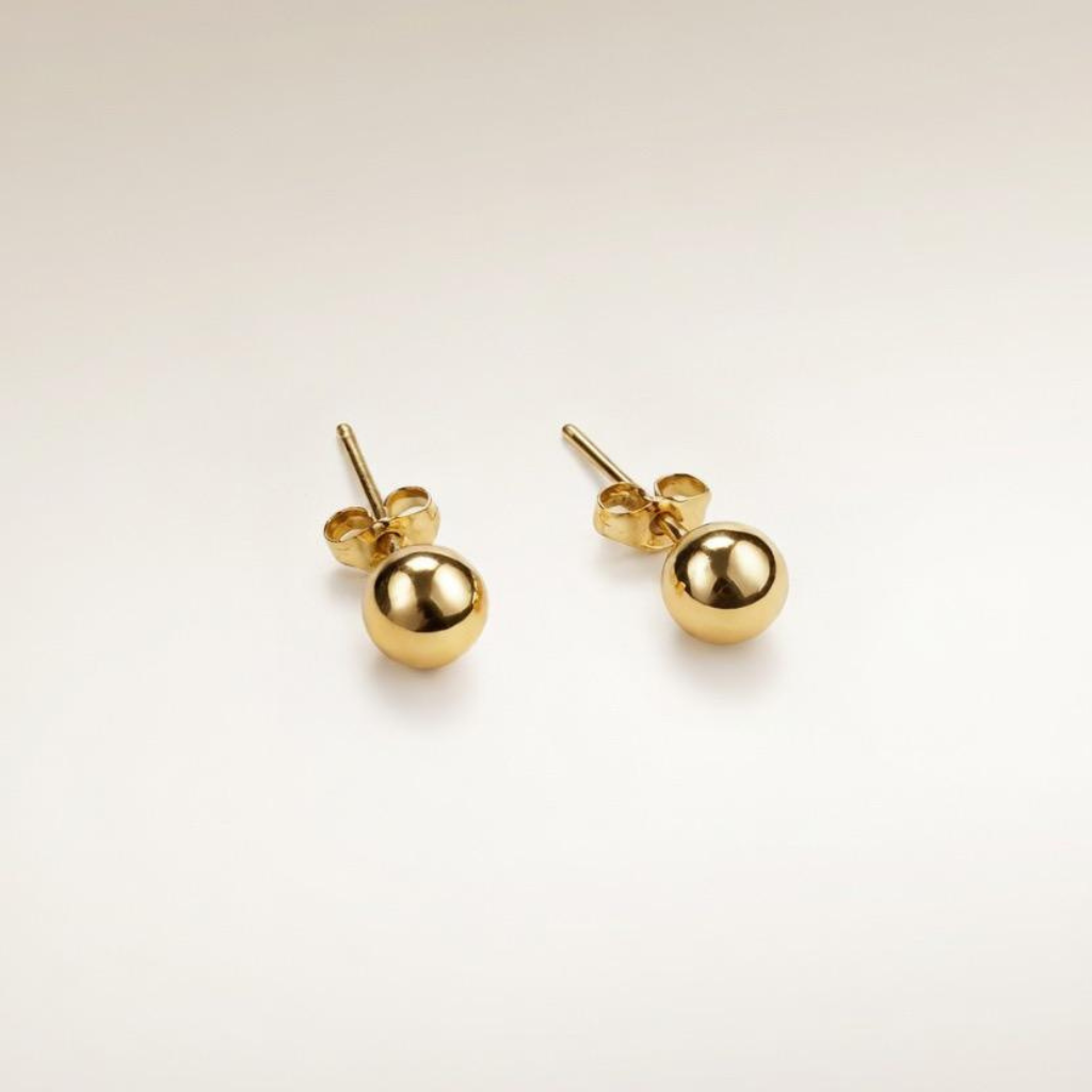 18ct Gold Plated Classic Ball Stud Earrings – The Colourful Aura