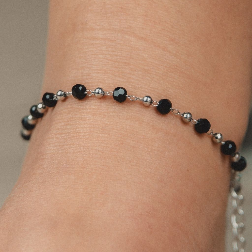 Asian Black Bead Chain Nazaria protection Indian Payal Emo Anklet