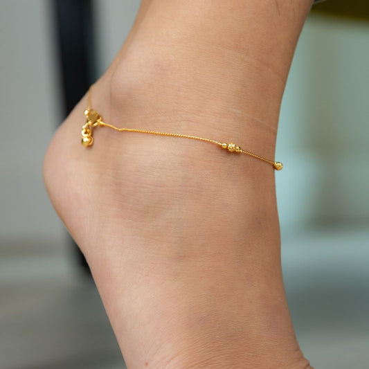 Golden Brass Thread Minimalist Boho Thin Slim Foot Payal Anklet