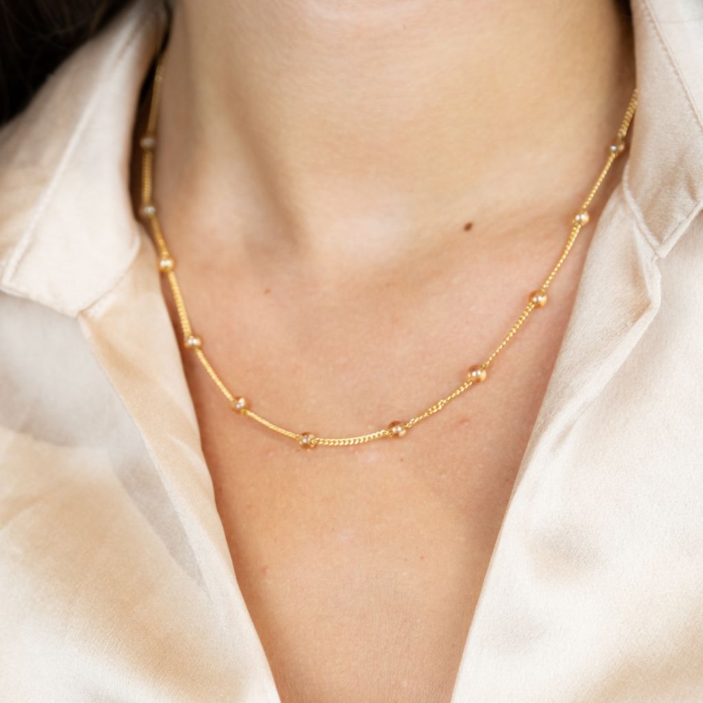 Small Gold Glass Pearl Everyday Unisex Beaded Choker Necklace