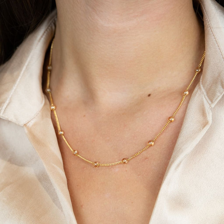 Small Gold Glass Pearl Everyday Unisex Beaded Choker Necklace