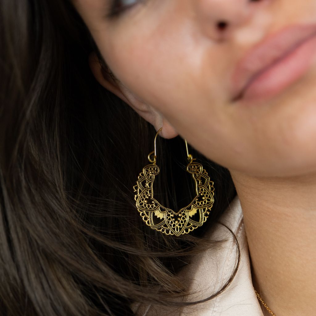 Ethnic Style Retro Hollow Carving Geometric Asian Oxidised Boho Dangle Earring