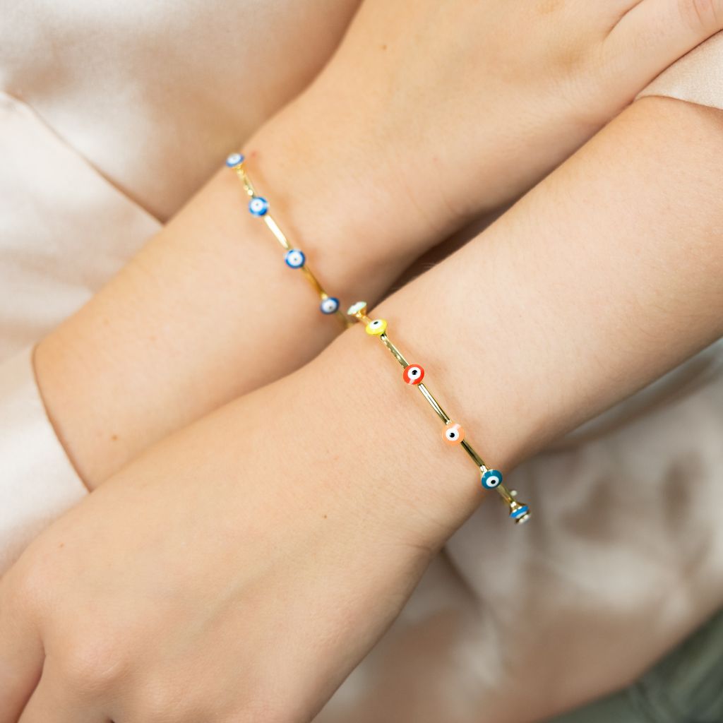 Turkish Evil Eye Adjustable Boho Geometric Open Bracelet Bangle