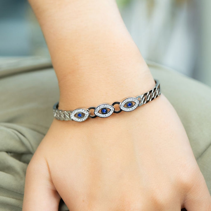 18ct Rose Gold Plated Evil Eye Round Brass Gold Zircon Armlet Bangle Bracelet – The Colourful Aura