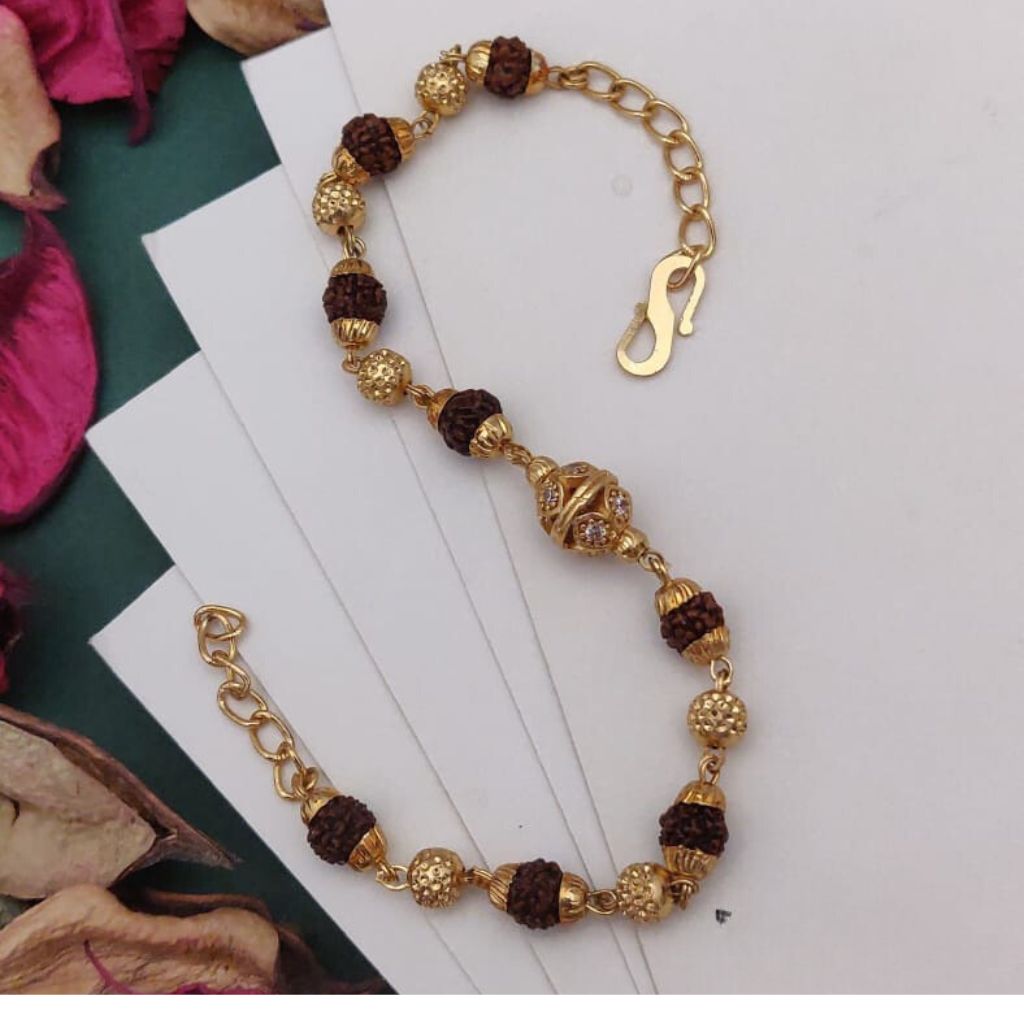Rudraksha Bracelet Trishul Damroo Golden Bracet Chain Bracelet Rakhi  Bracelet at Rs 199/piece | Rudraksh Bracelet in Delhi | ID: 26187090273