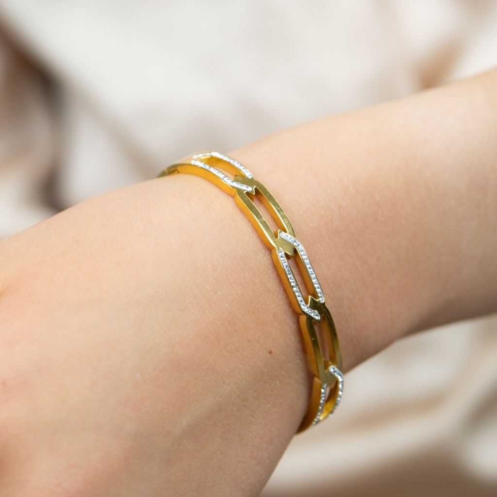 Hollow Cross Braided Zircon Chain Rhomb Design Wrist Bangle Bracelet