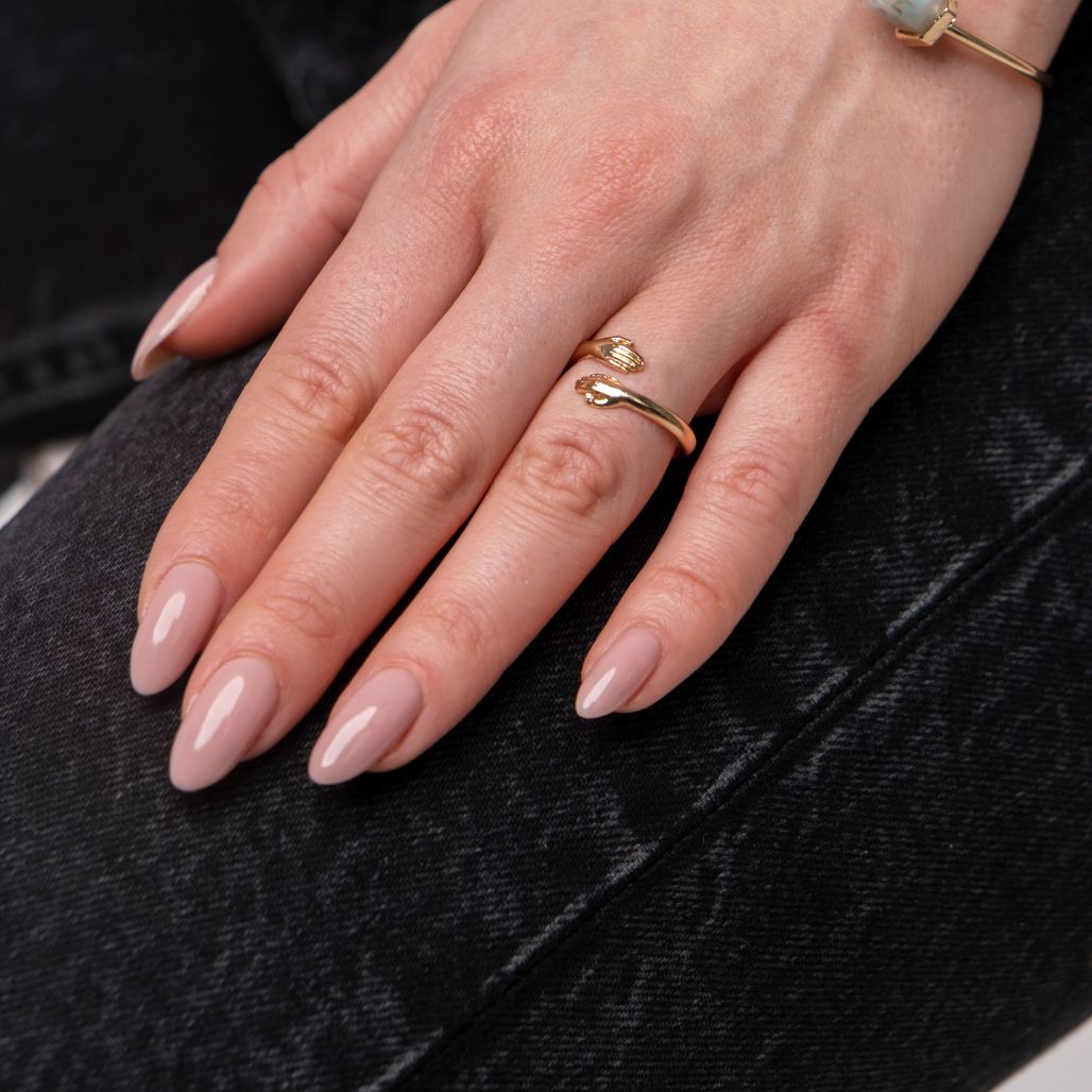 Silver/Gold Love Hugging Hand Couple Stackable Adjustable Love Ring