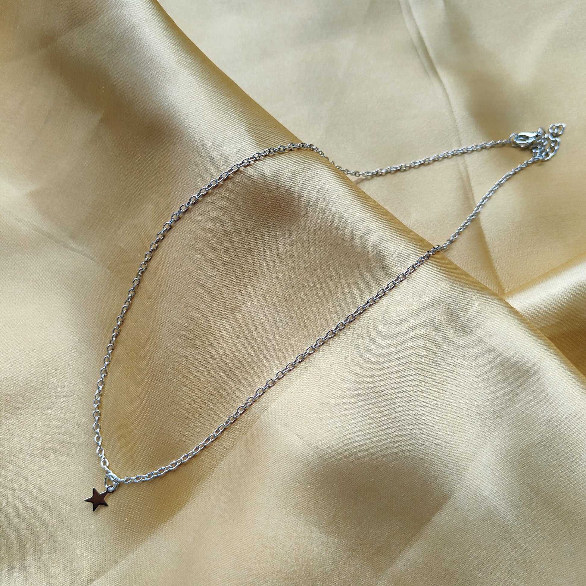 Silver Dainty Crescent Tiny Small Heart Pendant Necklace