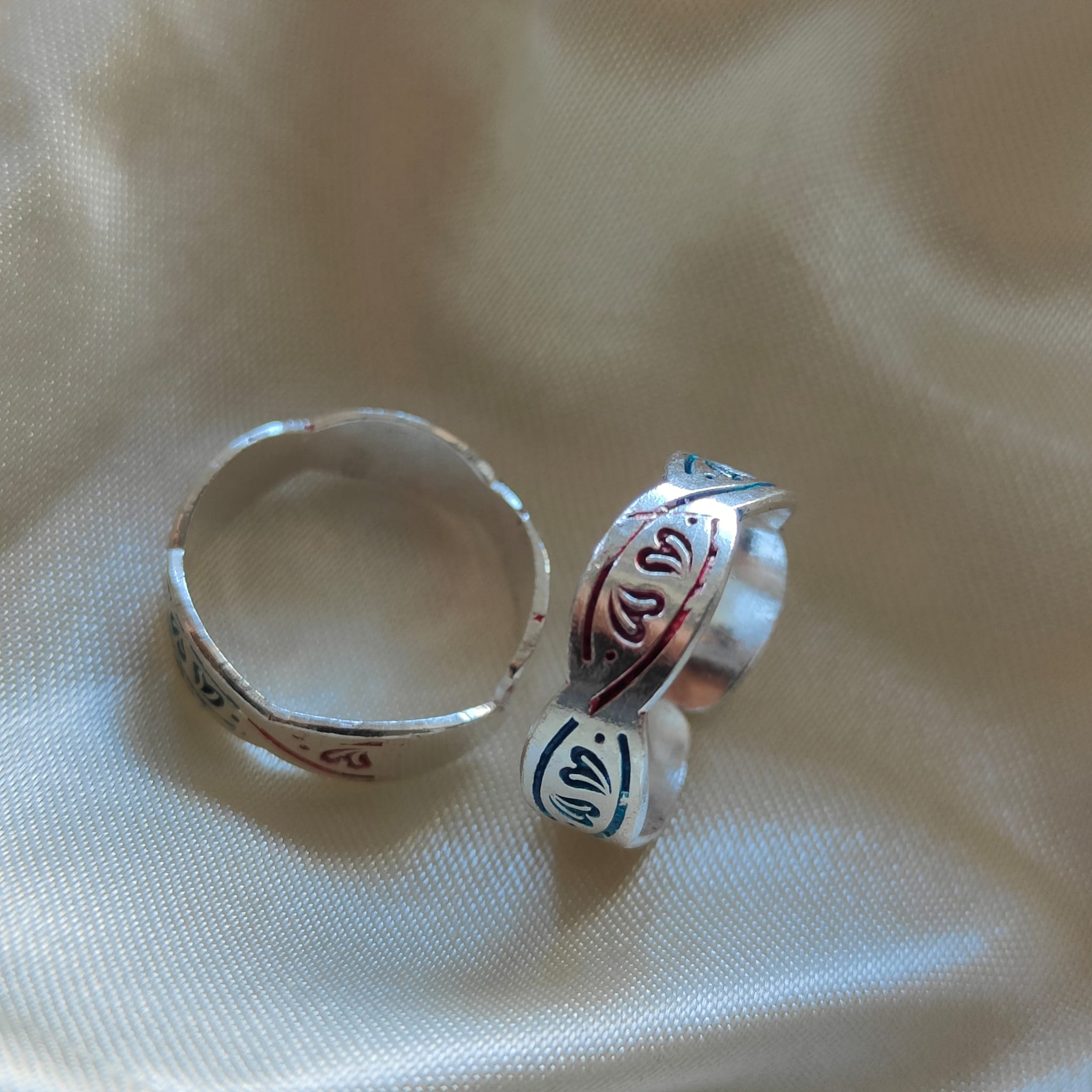 Silver Colourful DNA Muslim Band Boho Midi Band Dainty Adjustable Toe Ring