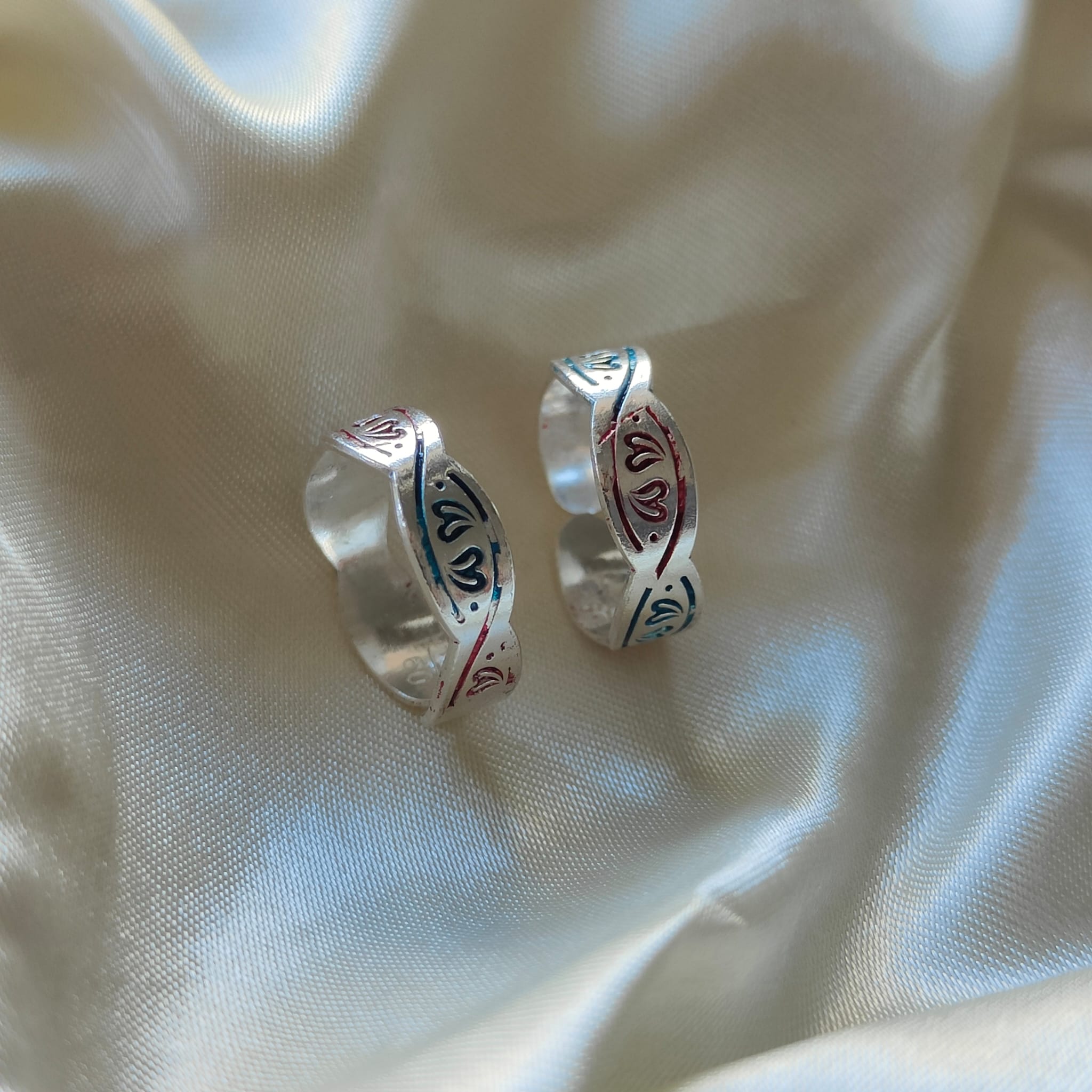Silver Colourful DNA Muslim Band Boho Midi Band Dainty Adjustable Toe Ring