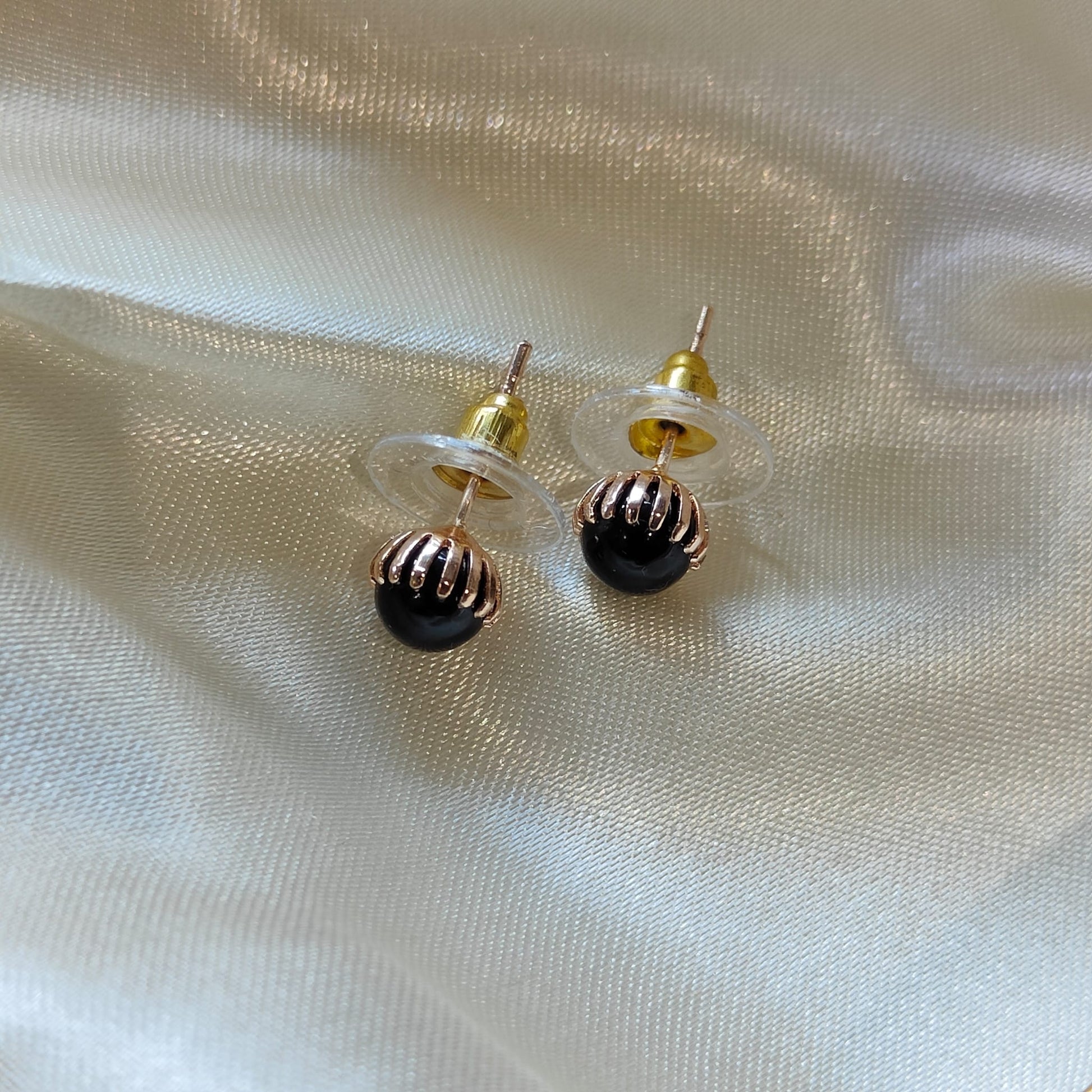 Black Small Unisex Round Ball Studs Minimalist Everyday Dot Earrings