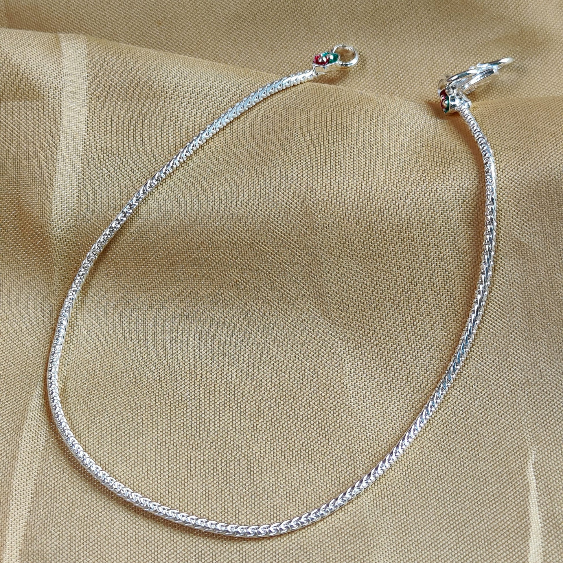 Pure Silver Rope Braided Plain Thin Snake Chain Indian Payal Anklet