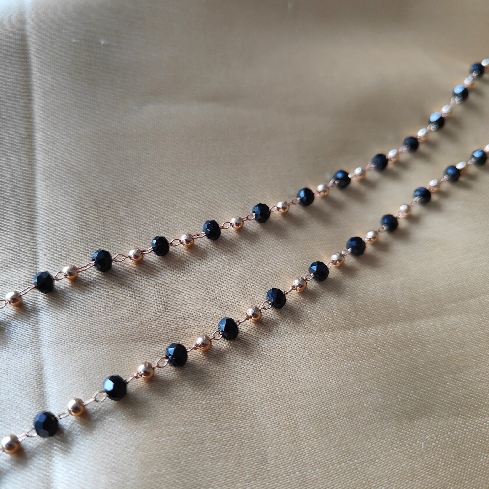 Black Beaded Sunglass Reading Eyeglass Lanyard Detachable Chain