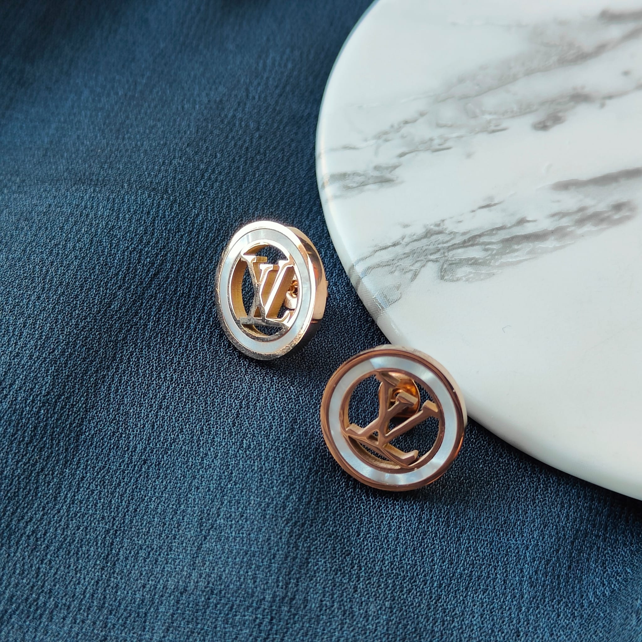 Large Round Elegant Rose Gold Plated Stud Earrings