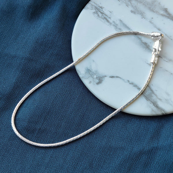 Silver Plain Thin Smooth Rope Chain Indian Payal Thin Anklet