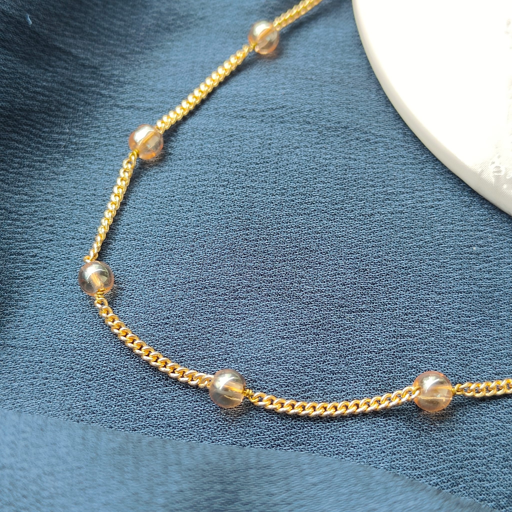 Small Gold Glass Pearl Everyday Unisex Beaded Choker Necklace