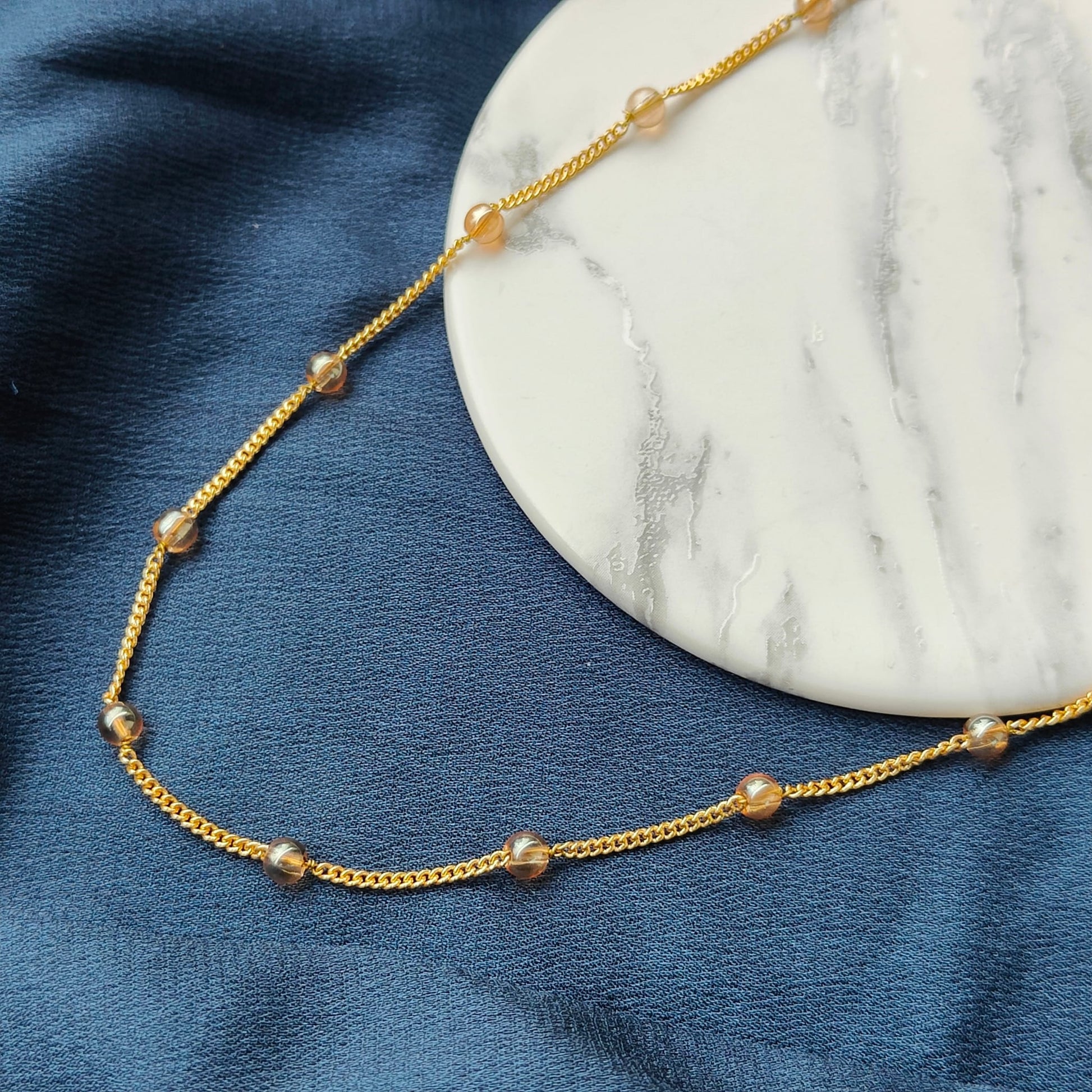 Small Gold Glass Pearl Everyday Unisex Beaded Choker Necklace