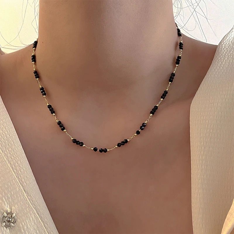 Handmade Black Crystal Beaded Indian Asian Nazar Mangalsutra Choker Necklace