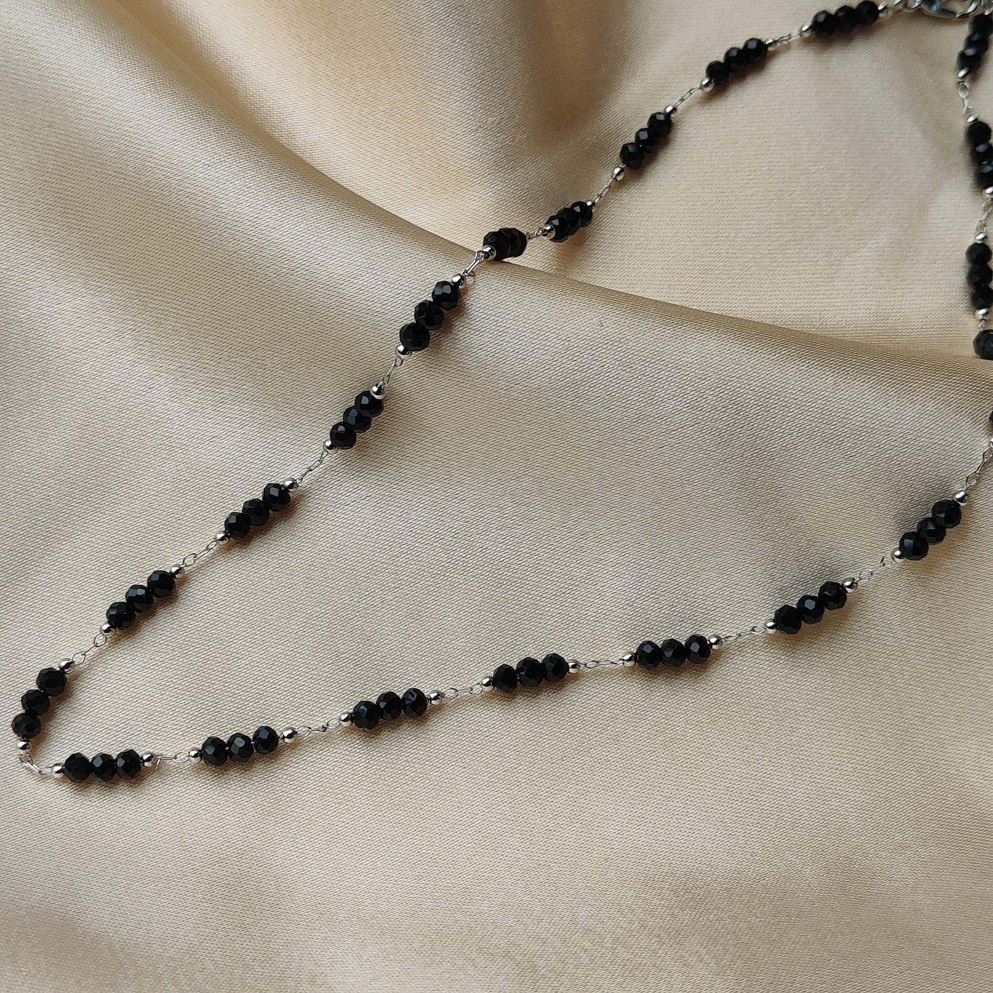 Handmade Black Crystal Beaded Indian Asian Nazar Mangalsutra Choker Necklace