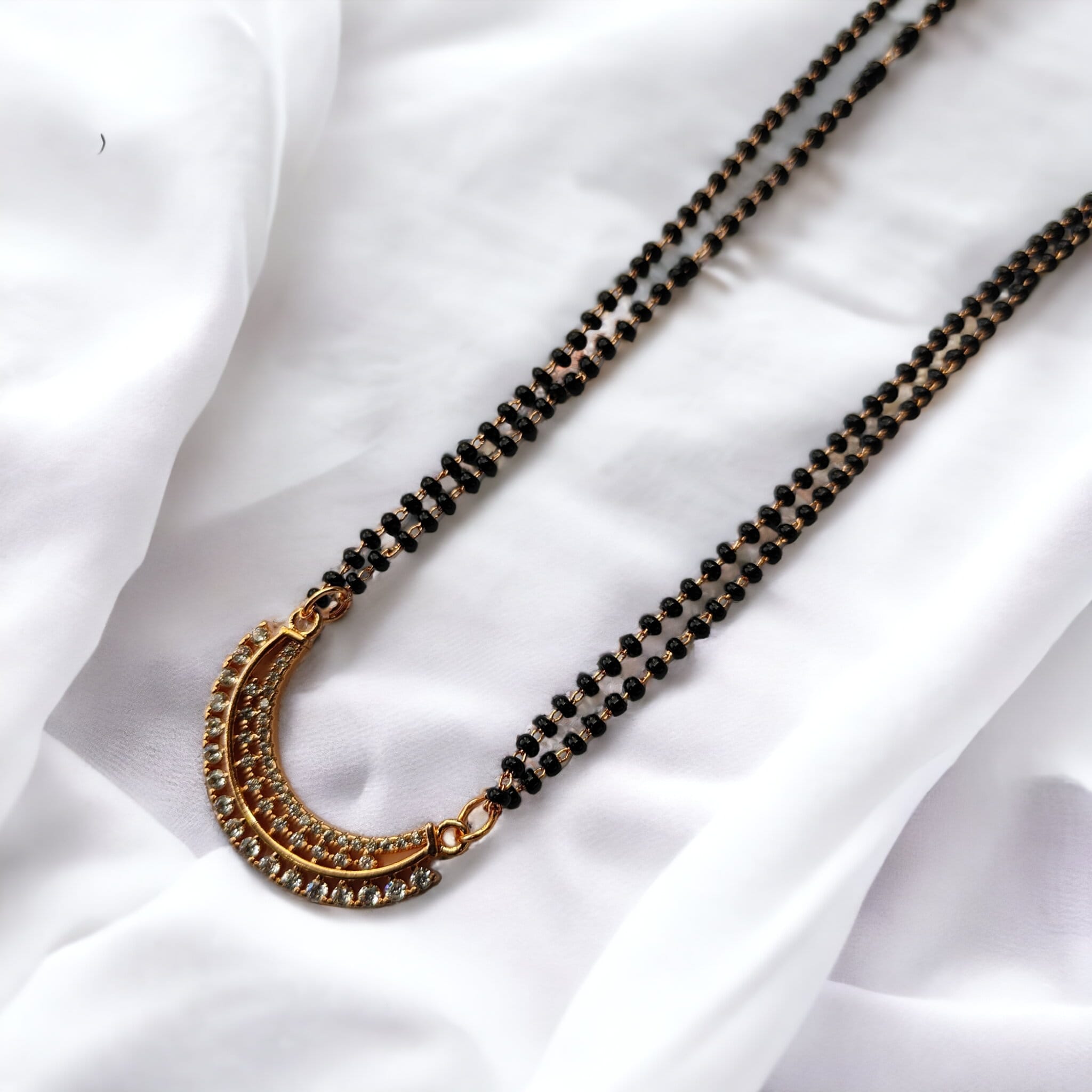Black thread and gold balls necklace - Indian Jewellery Designs