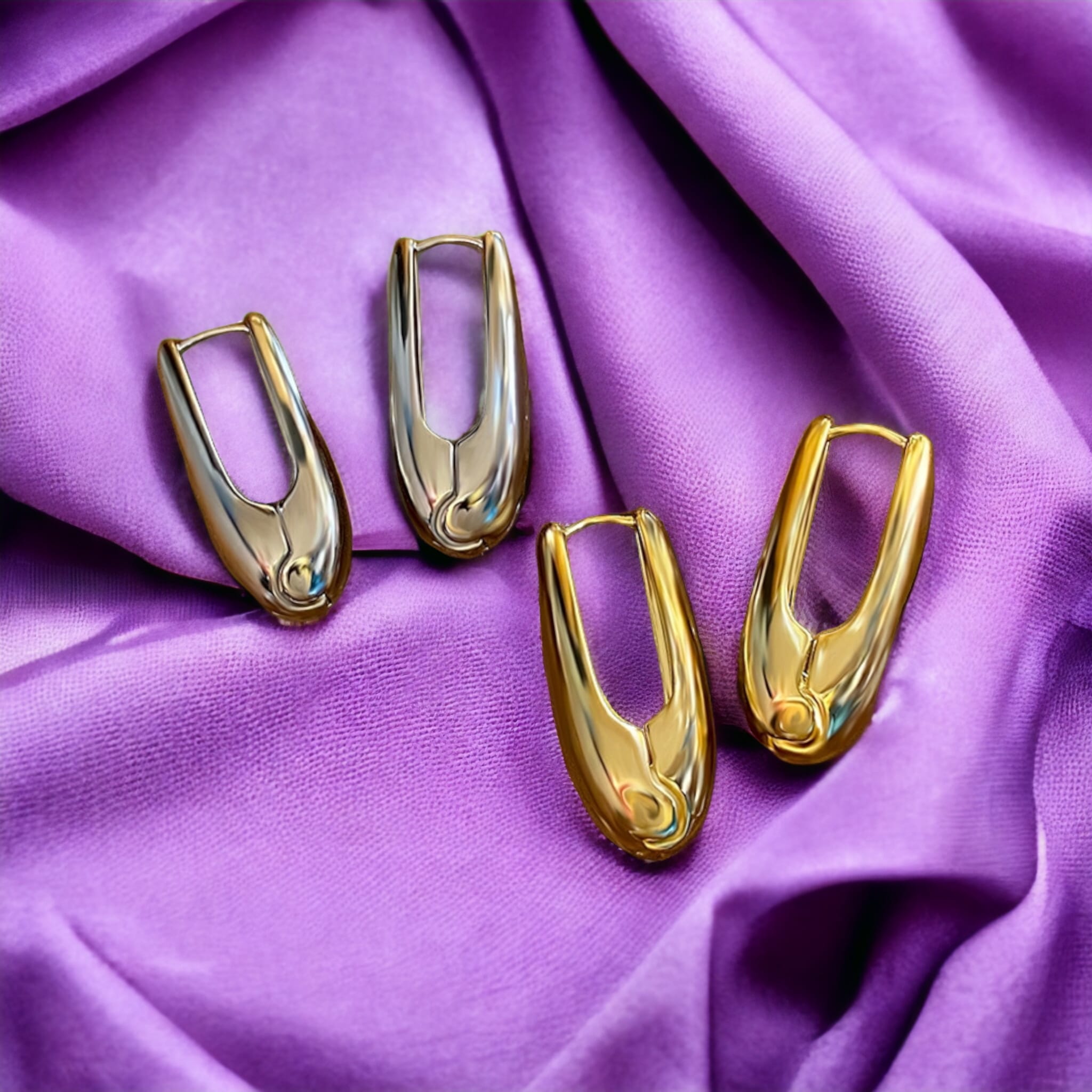Large Plain U Shape Oval Geometric Minimalist Large Hoop Drop Earring