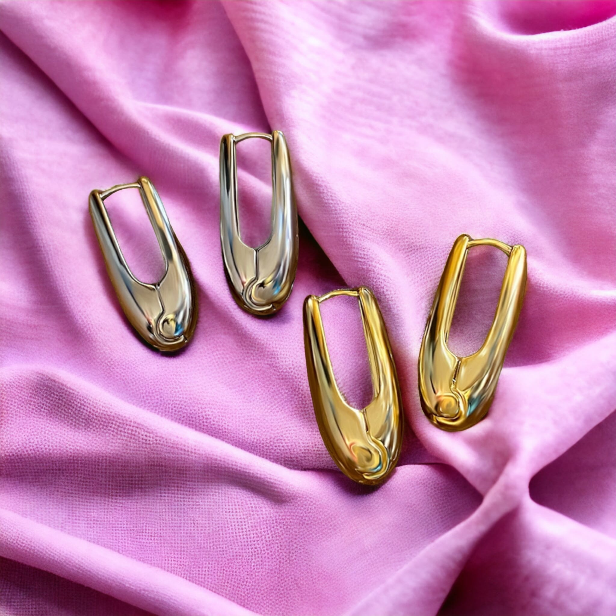 Large Plain U Shape Oval Geometric Minimalist Large Hoop Drop Earring
