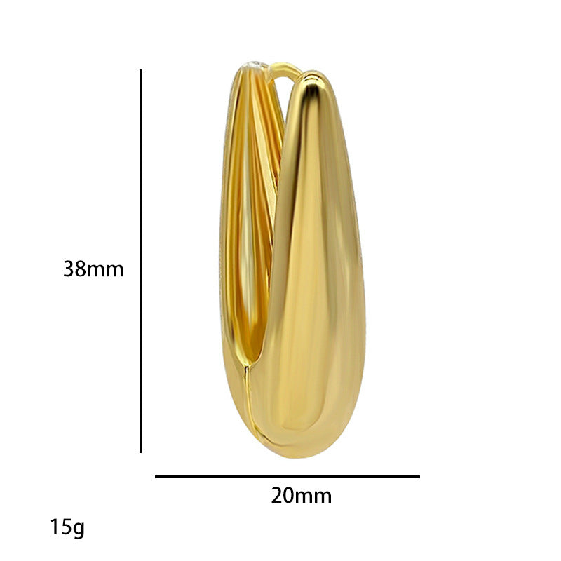Large Plain U Shape Oval Geometric Minimalist Large Hoop Drop Earring