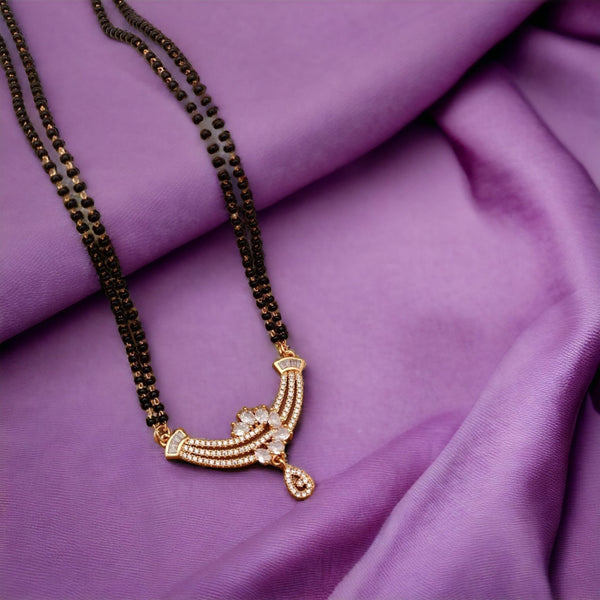 Indian Zircon Dangle Mangalsutra Black Beads Mania Nuptial Pendant Necklace