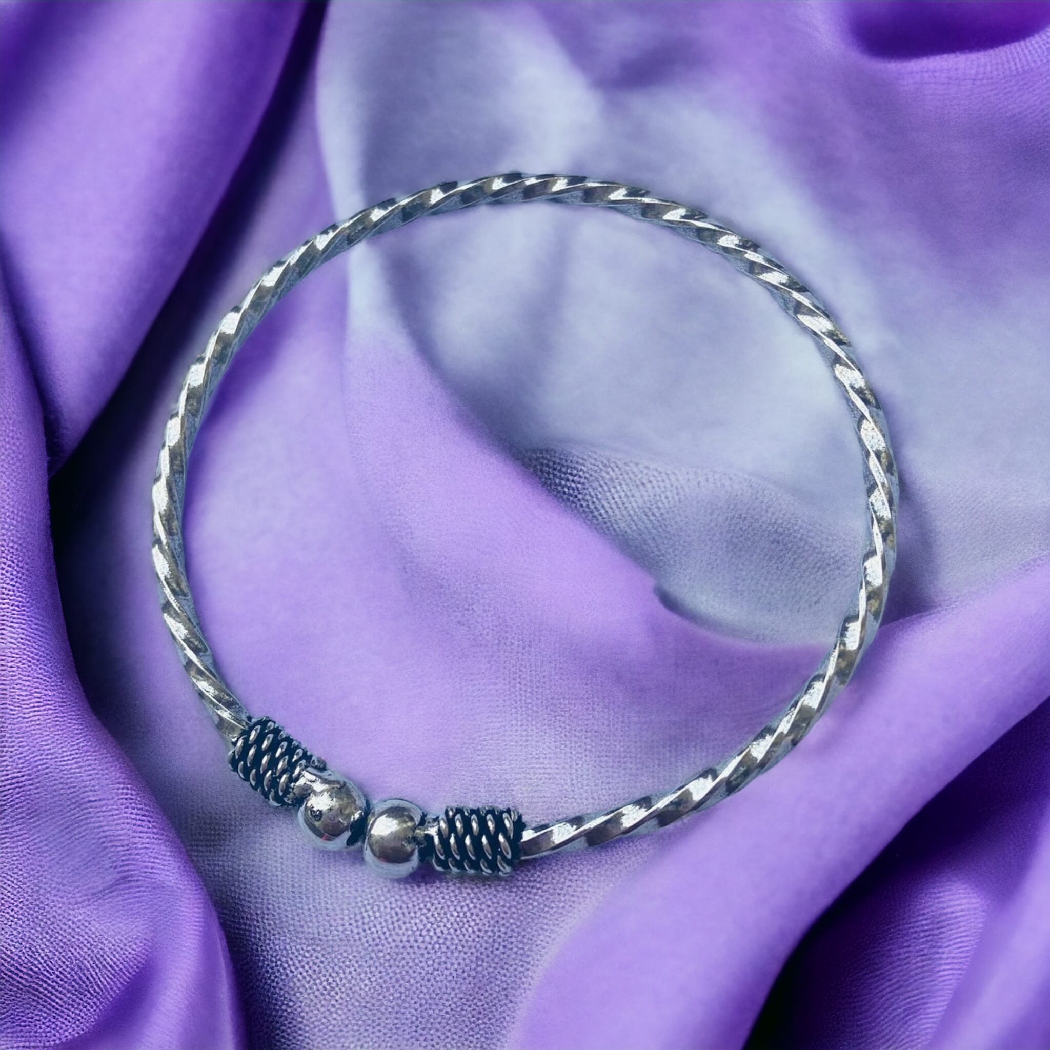 Oxidised Indian Tribal Silver Ethnic Boho Gypsy Open Kada Bangle Bracelet