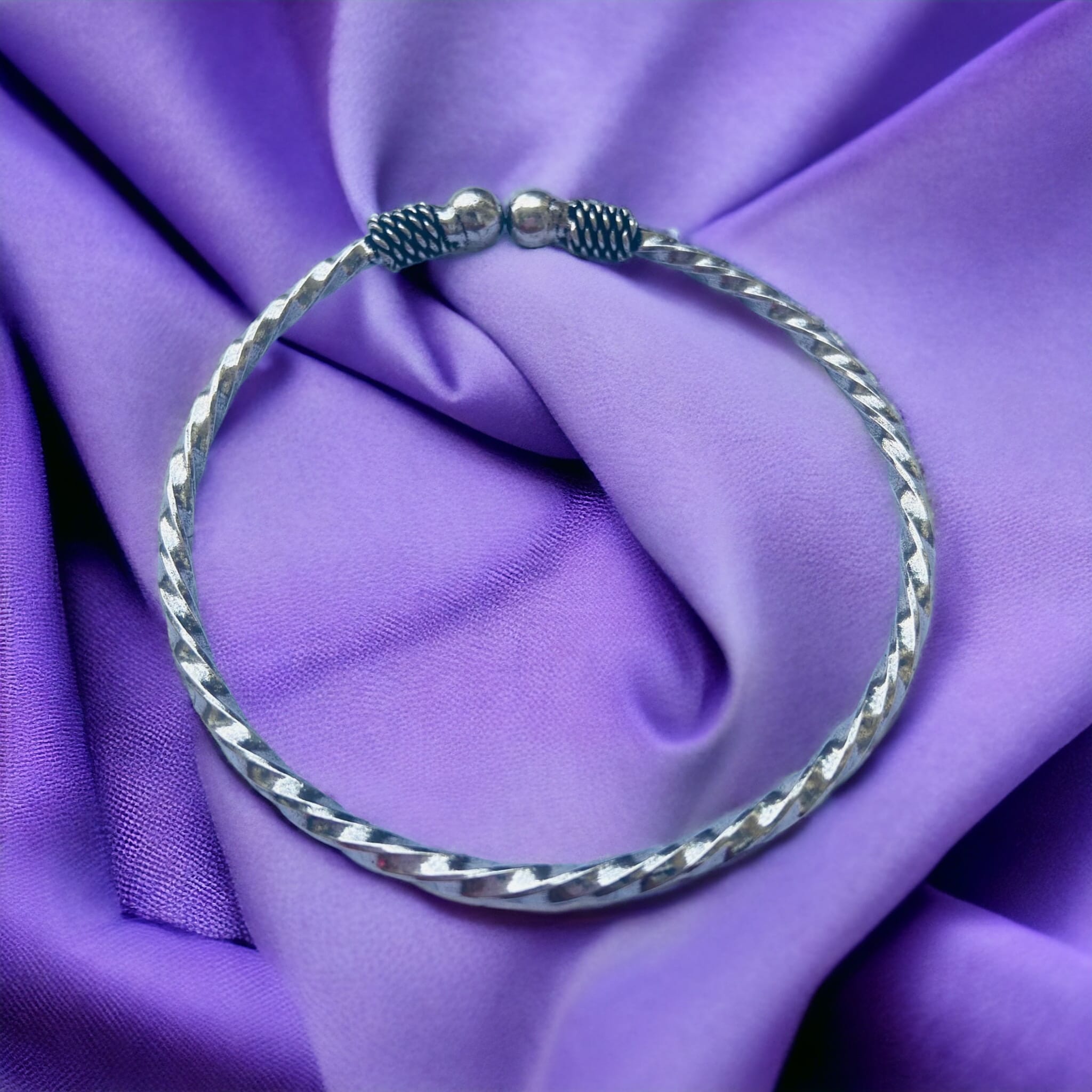 Oxidised Indian Tribal Silver Ethnic Boho Gypsy Open Kada Bangle Bracelet